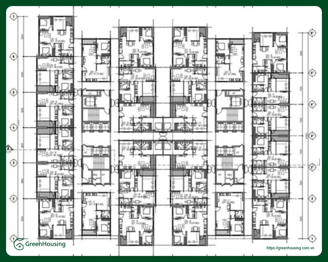 Mặt bằng tầng điển hình dự án nhà ở xã hội 4-6-8 Vĩnh Hưng