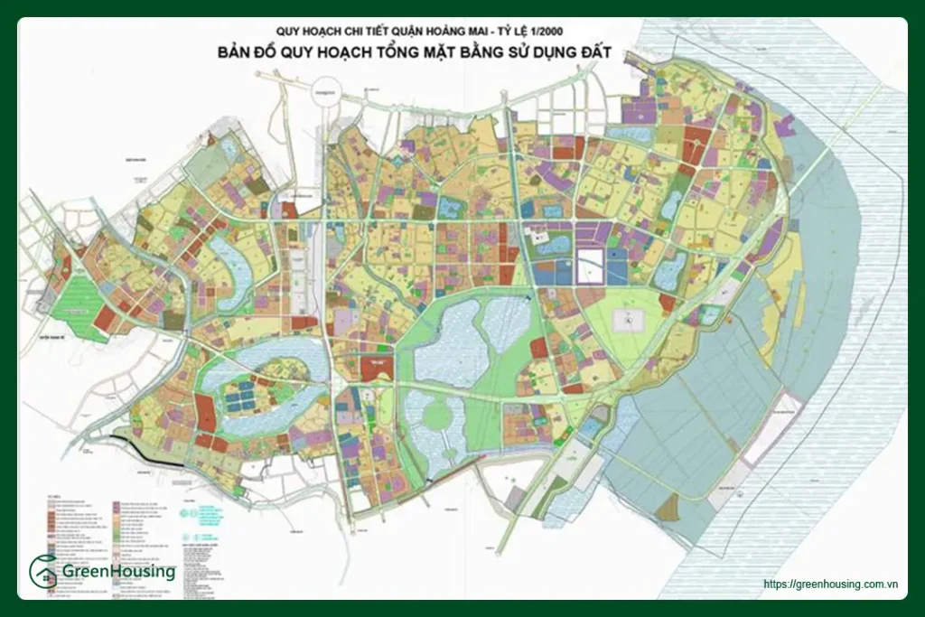 Bản đồ quy hoạch tổng mặt bằng sử dụng đất tại quận Hoàng Mai