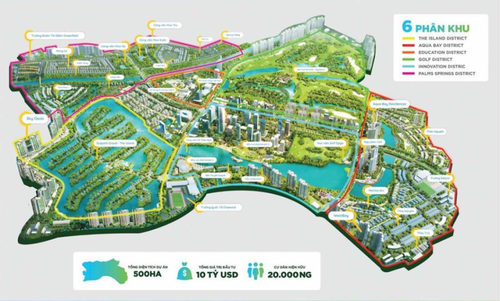Mặt bằng phân khu tổng thể của dự án khu đô thị Ecopark