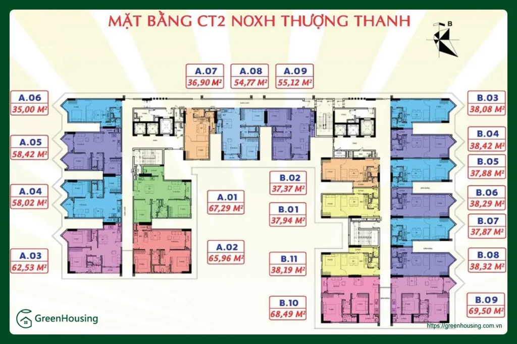 Mặt bằng Tòa CT2 Dự án Him Lam Thượng Thanh