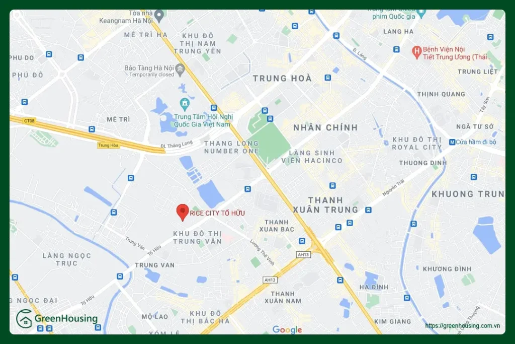 Vị trí dự án nhà ở xã hội Rice City Tố Hữu