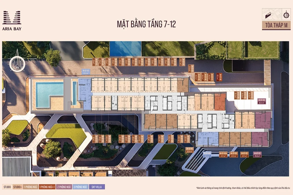 Mặt bằng tầng điển hình Aria Bay Hạ Long tầng 7-12